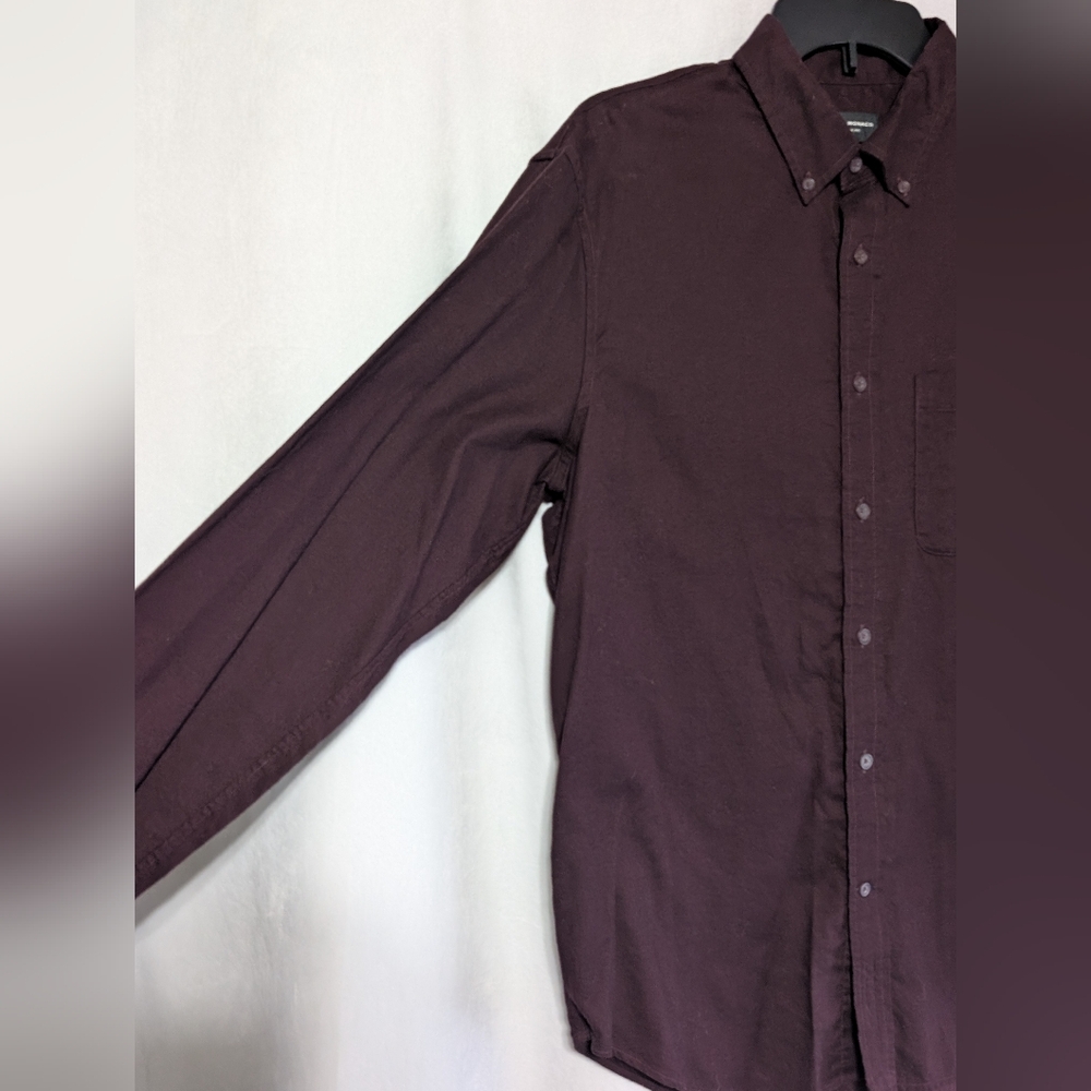 🌷Club Monaco Men's Maroon Slim Fit Long Sleeve Button-Down Shirt, L 100% Cotton - Picture 2 of 9